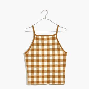 Gingham Apron Sweater Tank from Madewell in Antique Gold